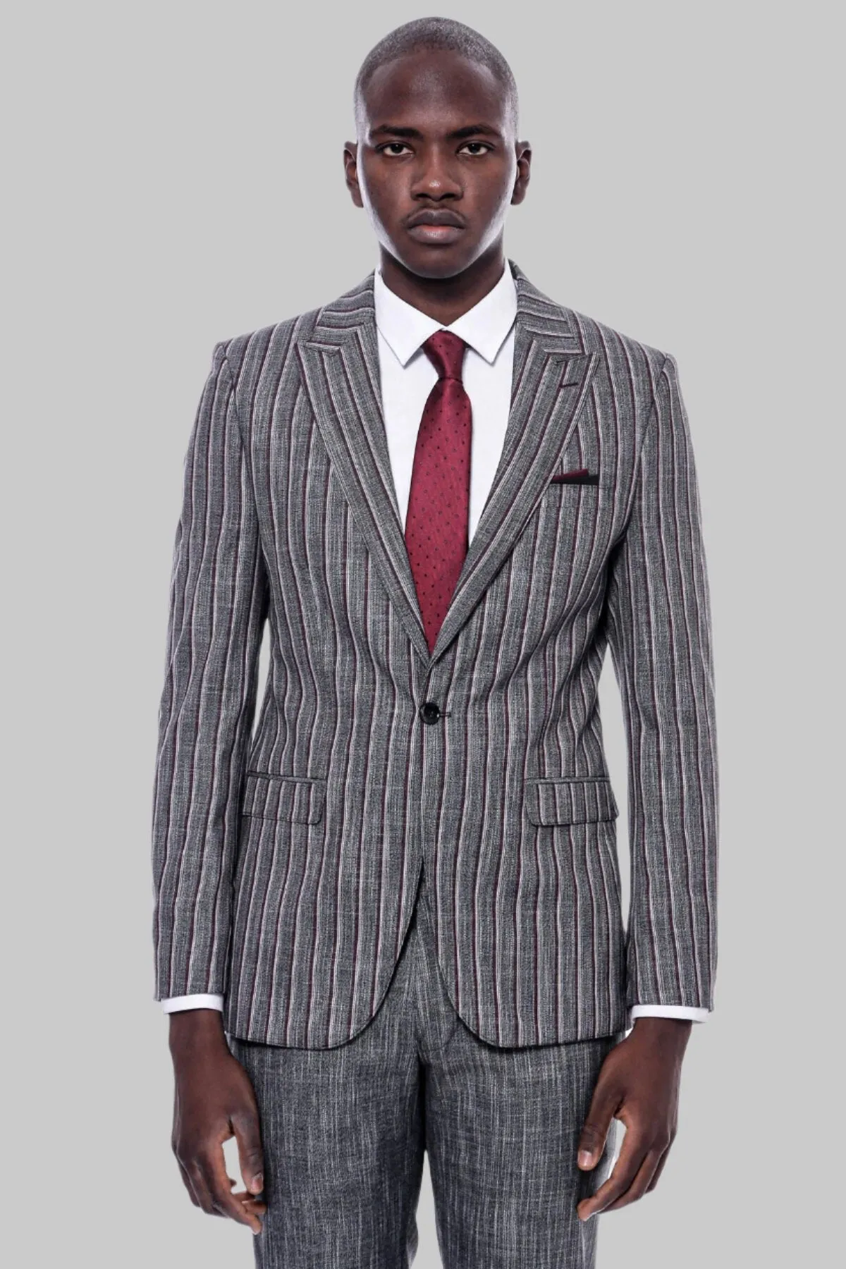 Striped Two Piece Grey Men Suit - Wessi sold by Wessi