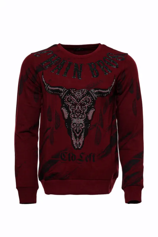 Slim Fit Patterned Burgundy Sweatshirt - Wessi sold by Wessi