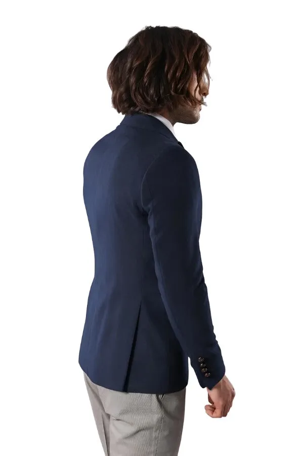 Single Button Pointed Collar Navy Blue Blazer - Wessi sold by Wessi product image thumbnail 4