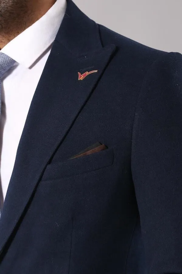 Single Button Pointed Collar Navy Blue Blazer - Wessi sold by Wessi product image thumbnail 2