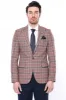 Checked Single Button Burgundy Men Blazer - Wessi sold by Wessi