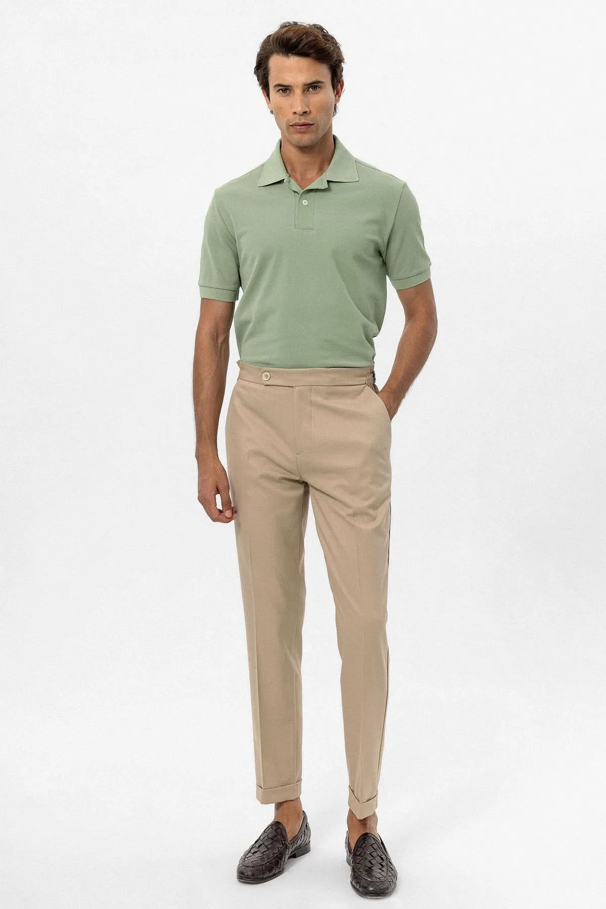 Men's Light Khaki Polo Neck T-Shirt - Wessi sold by Wessi product image thumbnail 2