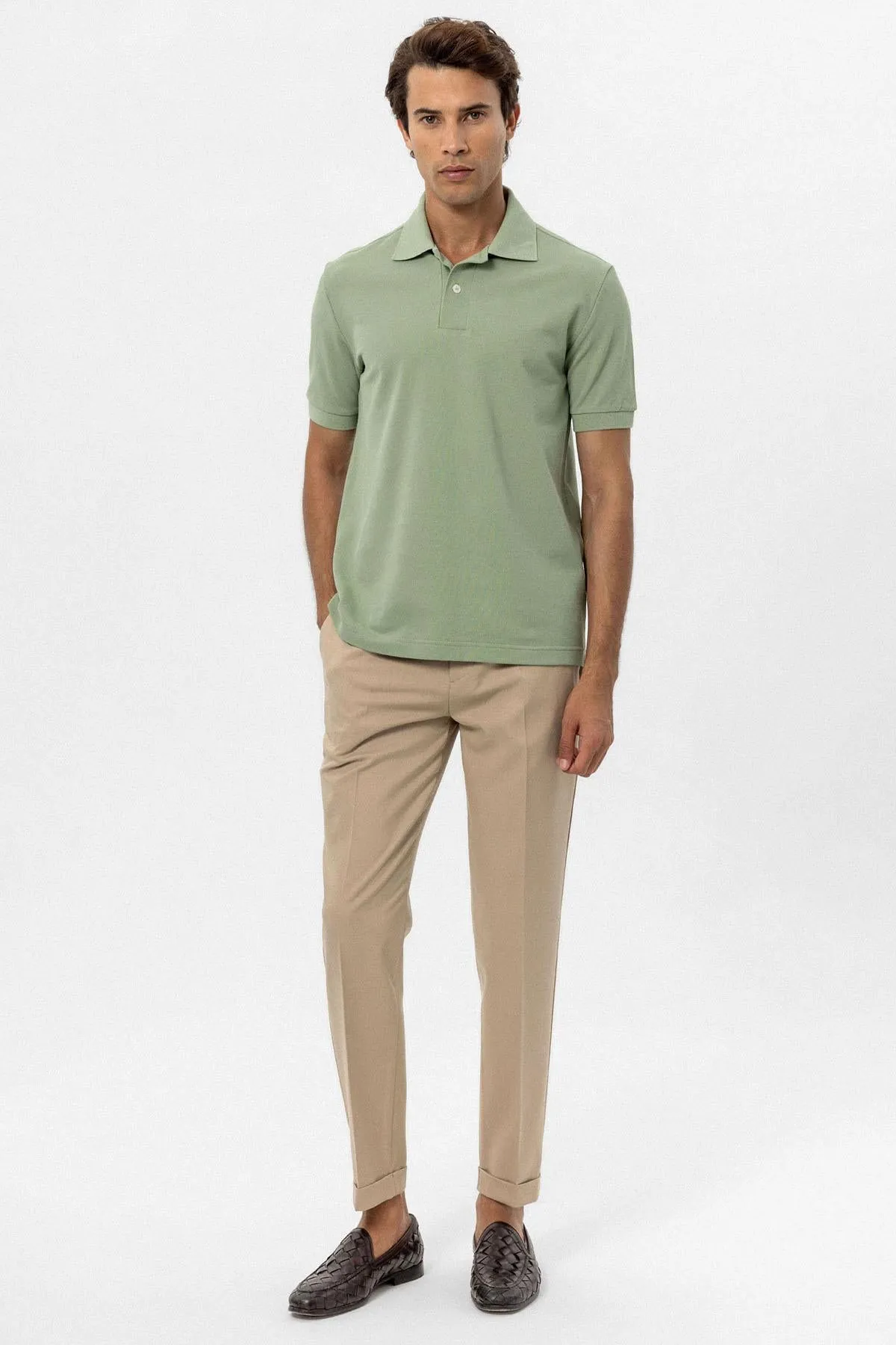 Men's Light Khaki Polo Neck T-Shirt - Wessi sold by Wessi product image thumbnail 3