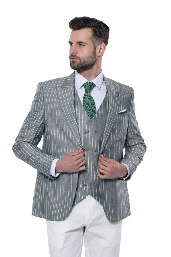 Striped Green Men Suit - Wessi sold by Wessi