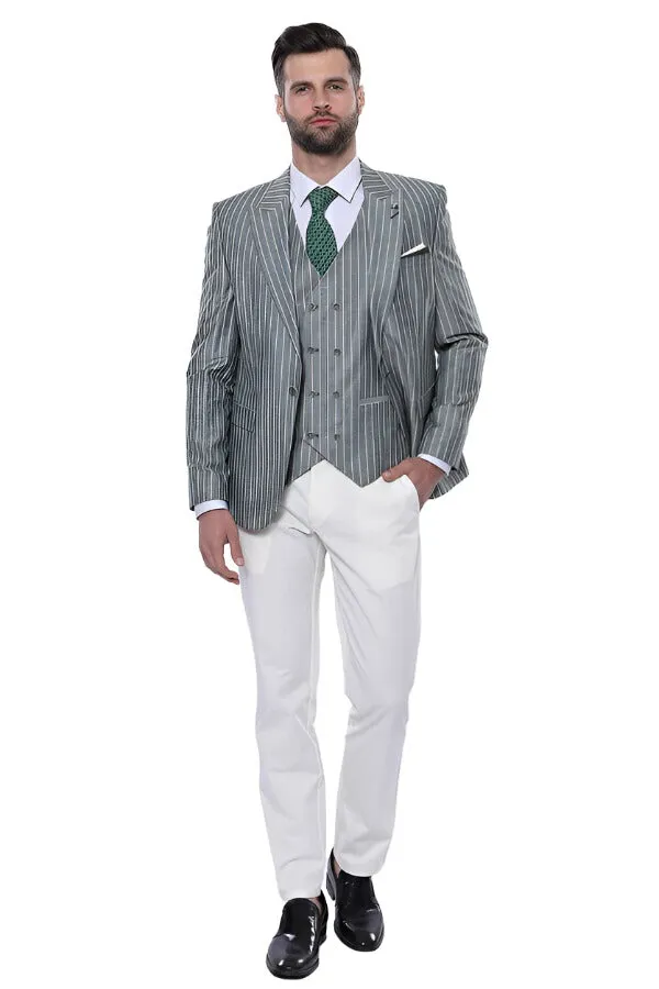Striped Green Men Suit - Wessi sold by Wessi product image thumbnail 2