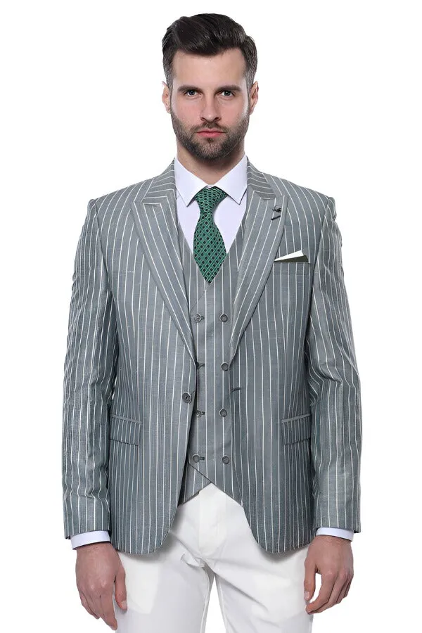 Striped Green Men Suit - Wessi sold by Wessi product image thumbnail 4