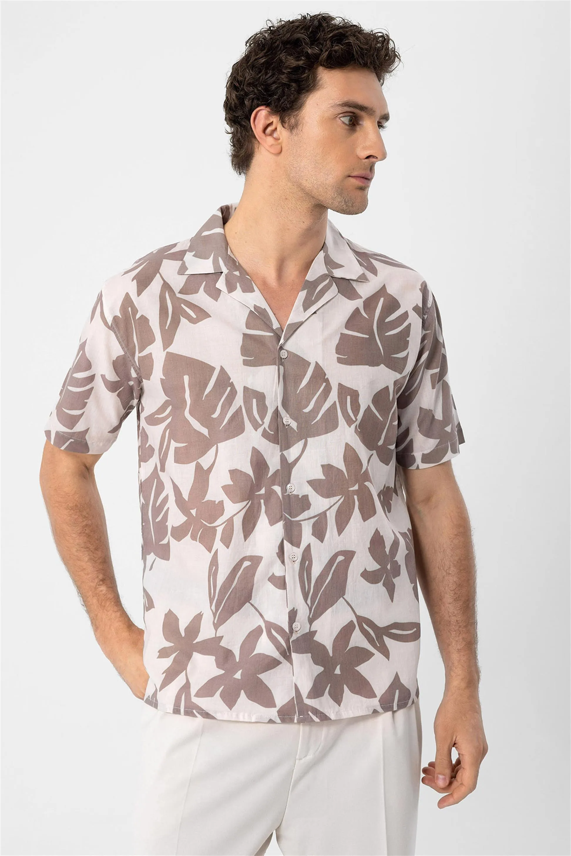 Black Floral Patterned Top Collar Men's Shirt - Wessi sold by Wessi product image thumbnail 5