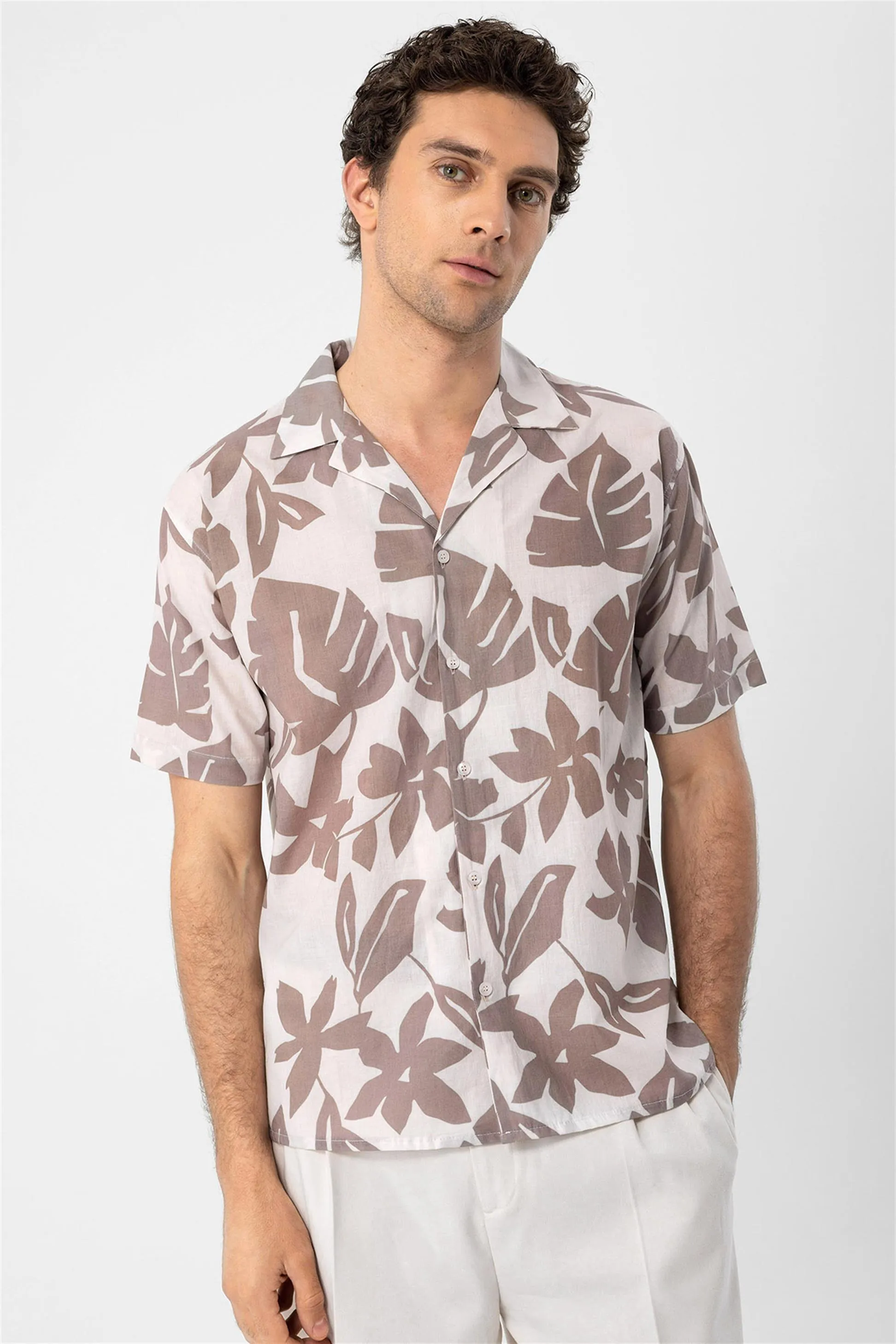 Black Floral Patterned Top Collar Men's Shirt - Wessi sold by Wessi product image thumbnail 4