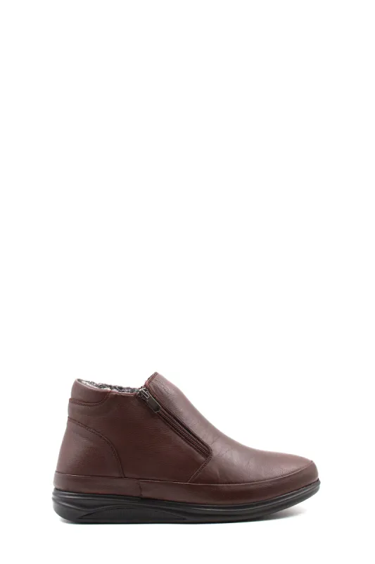Men's Brown Leather Boots with Side Zipper and Fur Lining - Wessi sold by Wessi