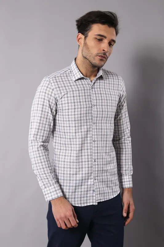Cream Slim Fit Check Men's Shirt - Wessi sold by Wessi