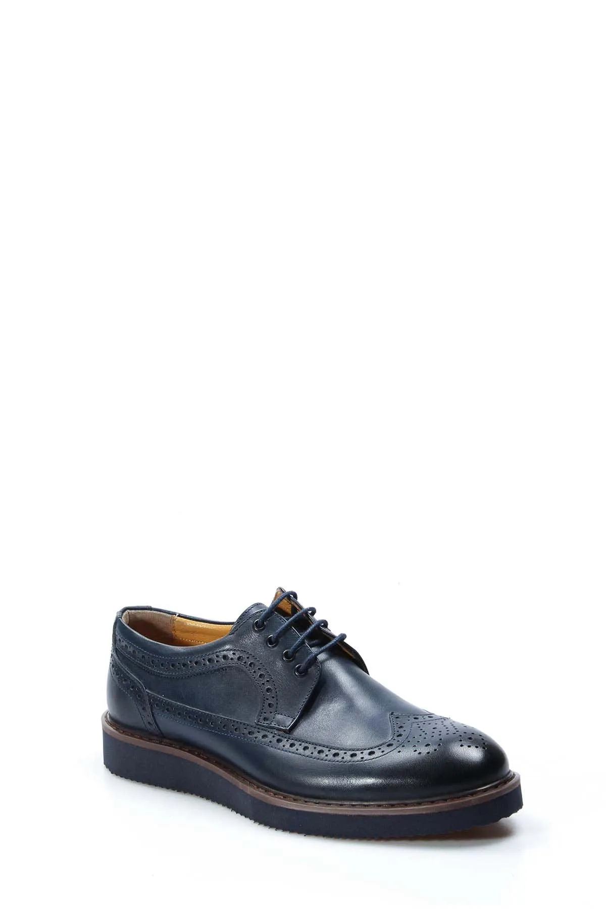 Men's Navy Blue Brogue Leather Shoes - Wessi sold by Wessi product image thumbnail 4
