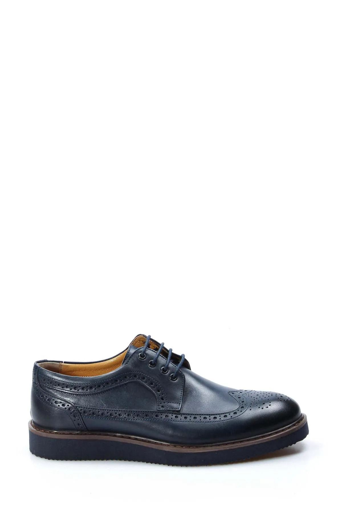 Men's Navy Blue Brogue Leather Shoes - Wessi sold by Wessi product image thumbnail 2