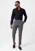 Men's Grey Slim Fit Straight Accessory Fabric Trousers - Wessi sold by Wessi