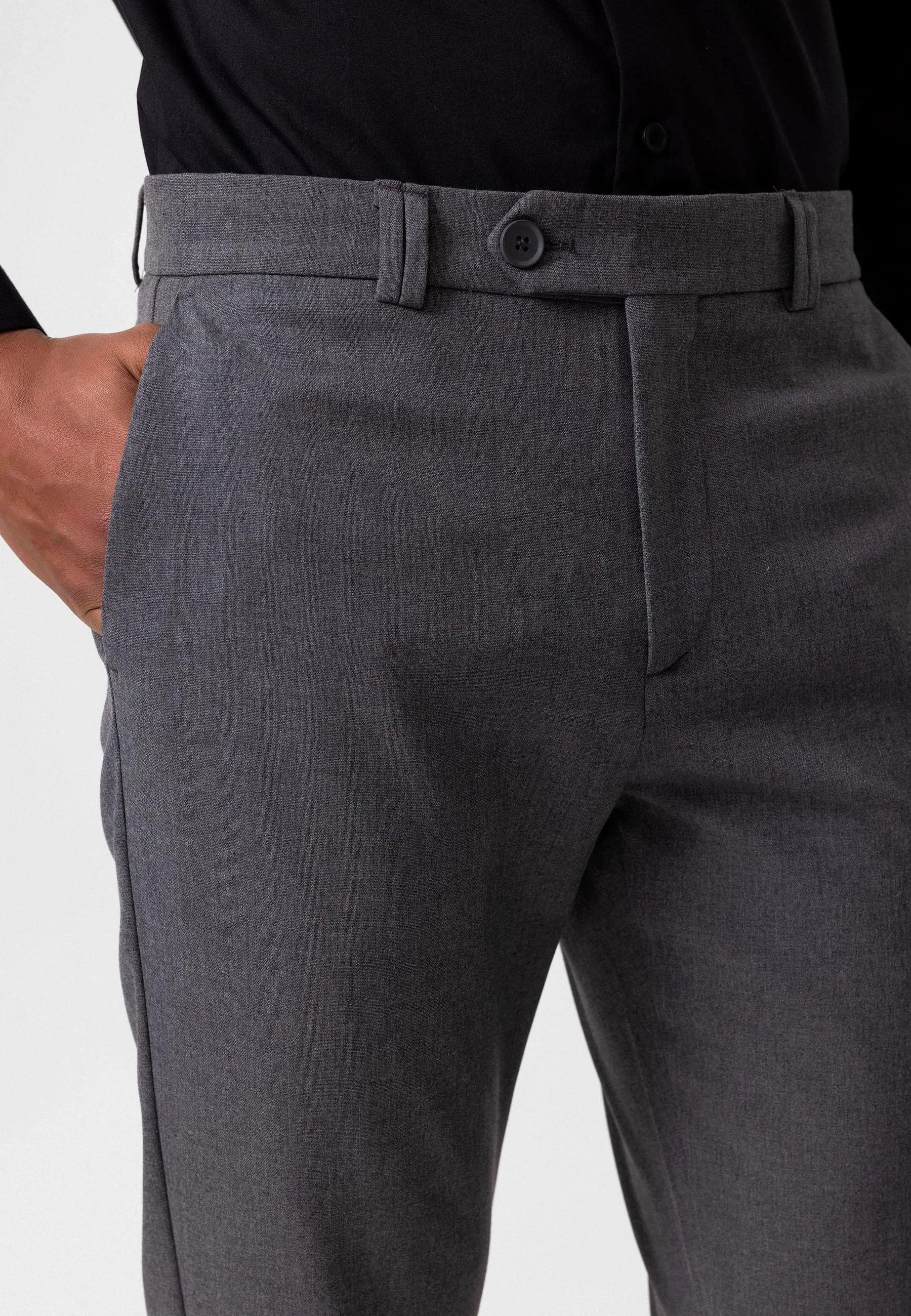 Men's Grey Slim Fit Straight Accessory Fabric Trousers - Wessi sold by Wessi product image thumbnail 4