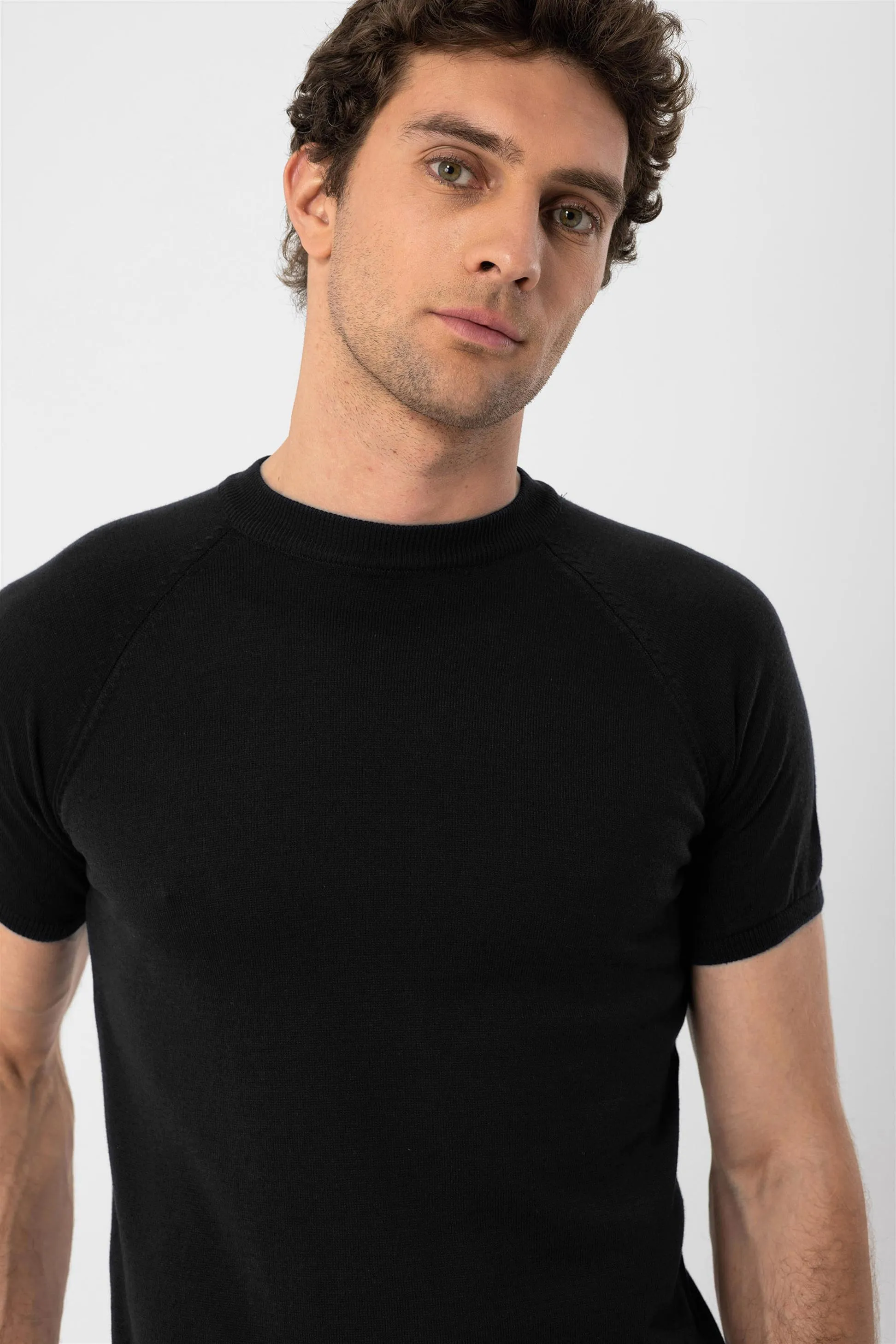 Black Crew Neck Knitwear T-Shirt - Wessi sold by Wessi product image thumbnail 4