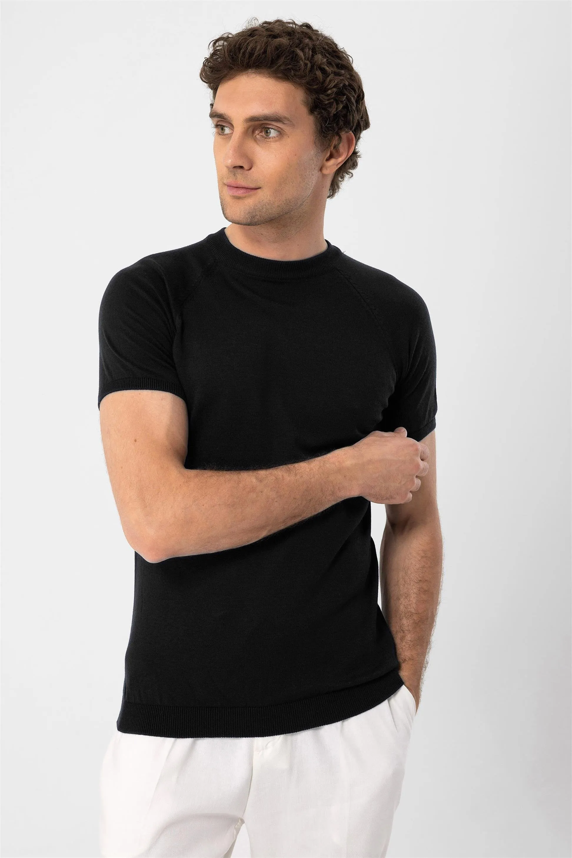 Black Crew Neck Knitwear T-Shirt - Wessi sold by Wessi product image thumbnail 3