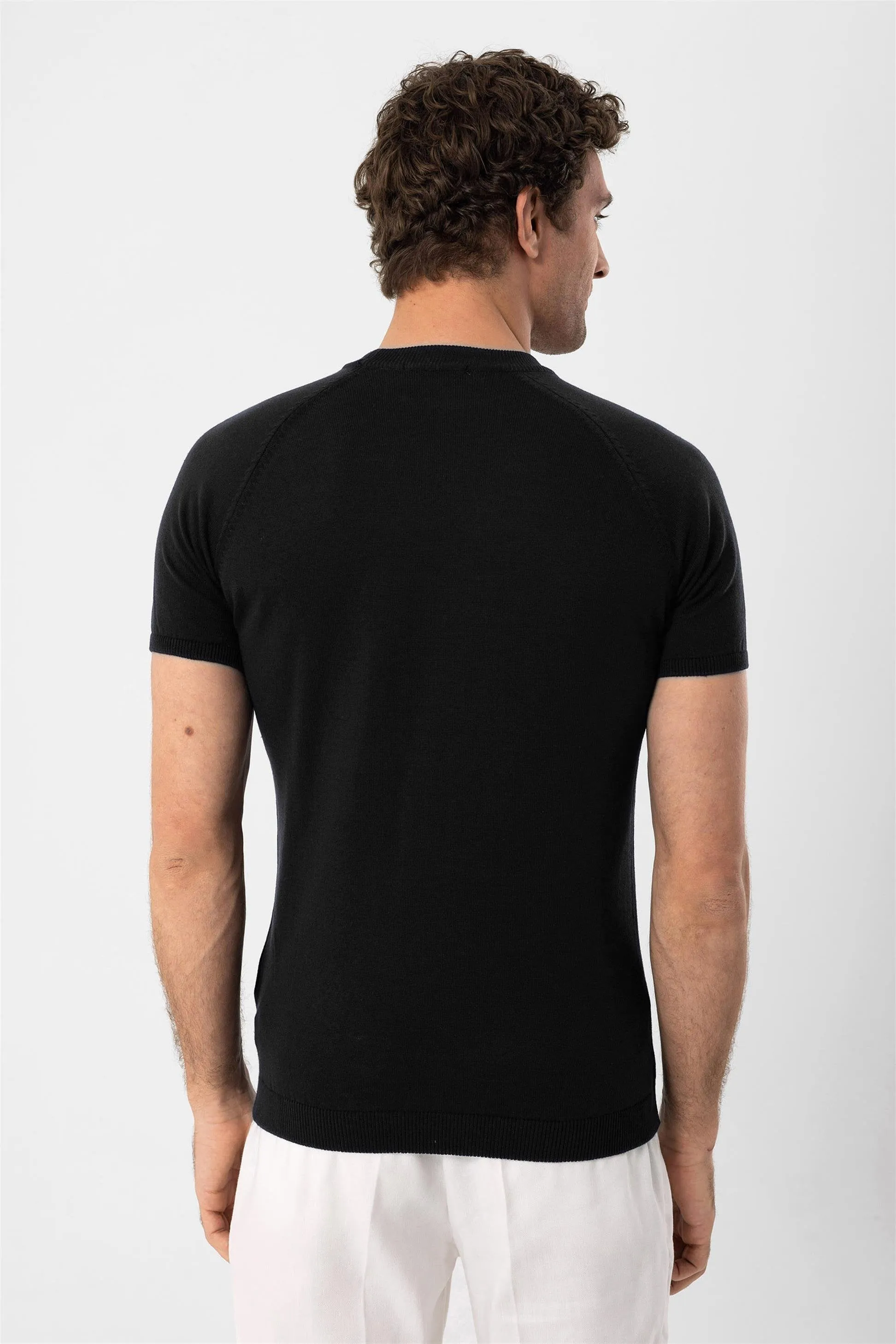 Black Crew Neck Knitwear T-Shirt - Wessi sold by Wessi product image thumbnail 5