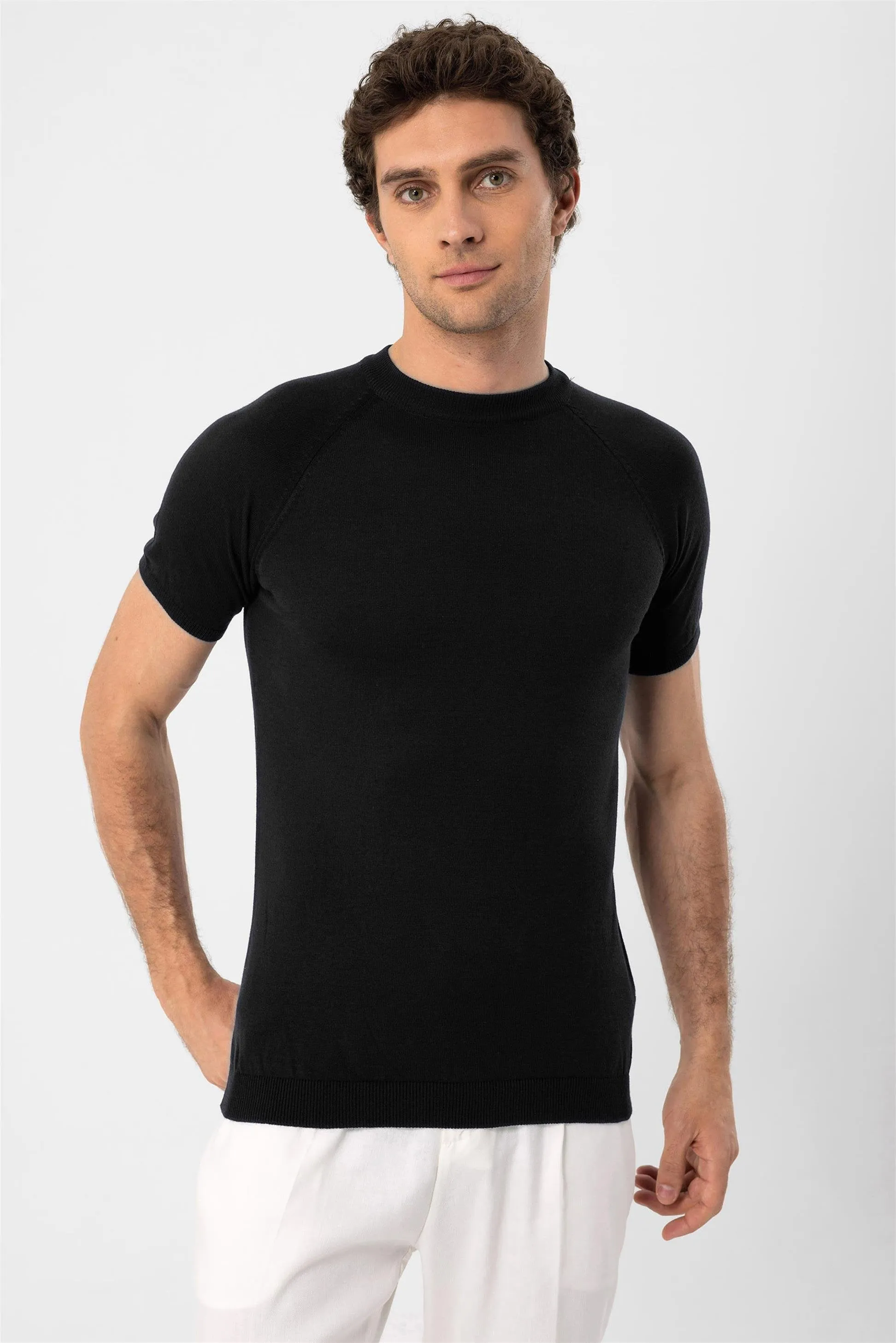 Black Crew Neck Knitwear T-Shirt - Wessi sold by Wessi product image thumbnail 2