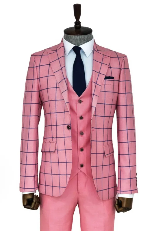 Slim Fit Patterned Pink Men Combination Suit - Wessi sold by Wessi