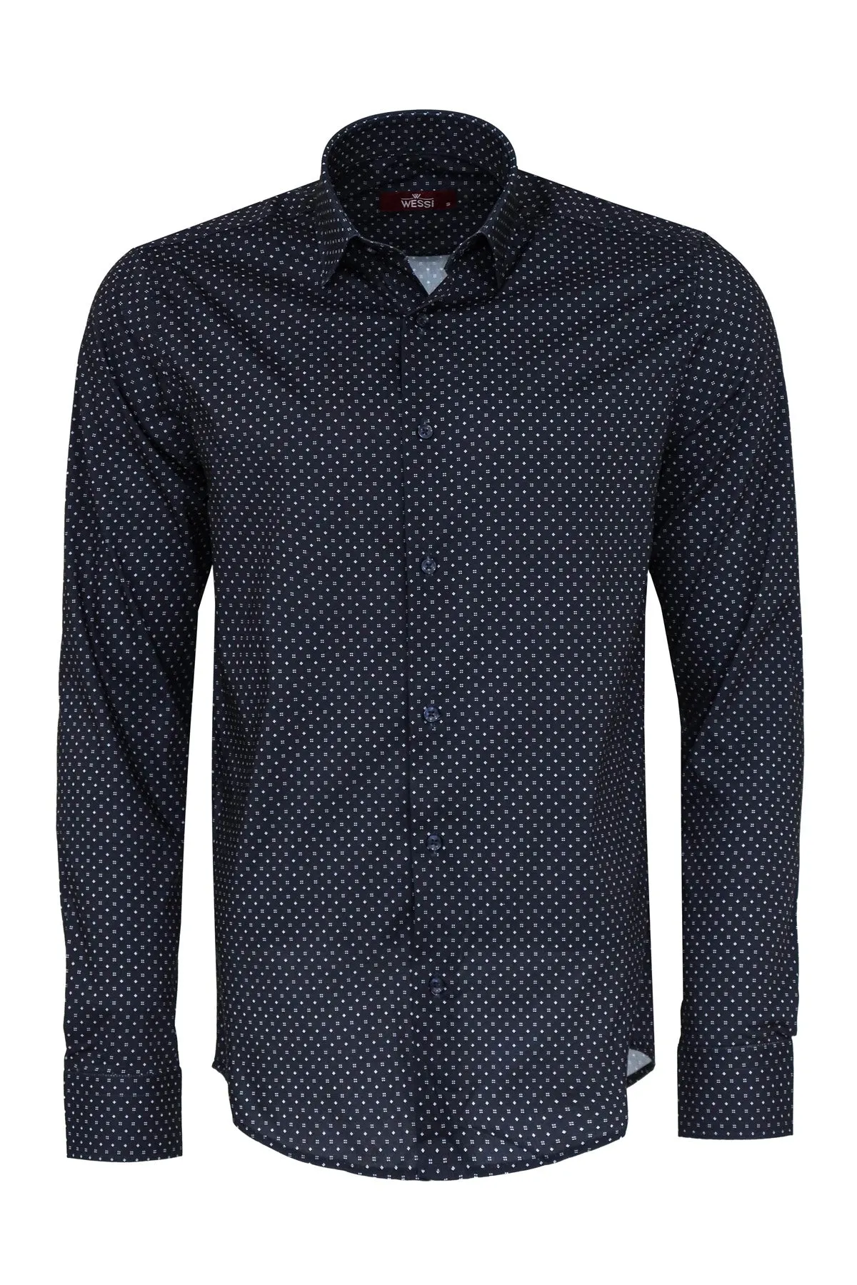 Patterned Slim Fit Navy Blue Men Shirt - Wessi sold by Wessi