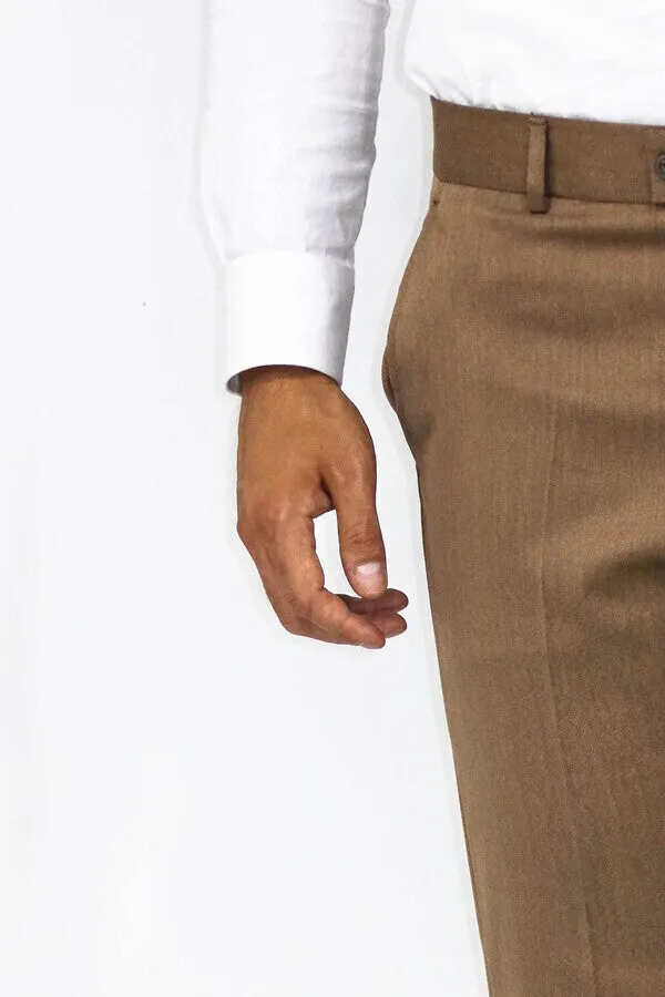 Slim Fit Plain Tan Men Pants - Wessi sold by Wessi product image thumbnail 3