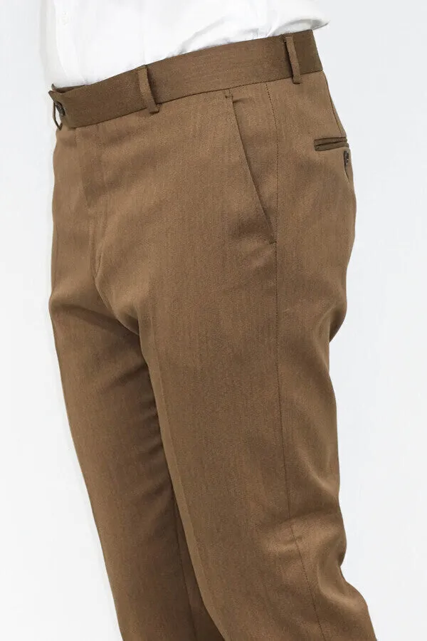 Slim Fit Plain Tan Men Pants - Wessi sold by Wessi product image thumbnail 4