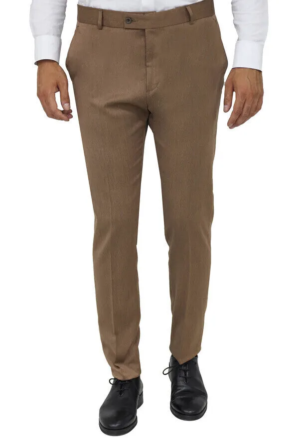 Slim Fit Plain Tan Men Pants - Wessi sold by Wessi