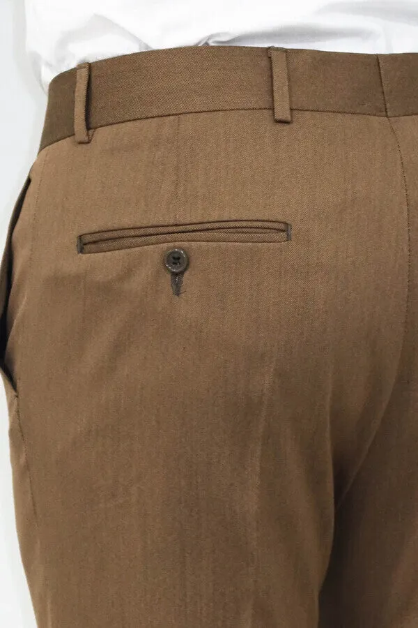 Slim Fit Plain Tan Men Pants - Wessi sold by Wessi product image thumbnail 5