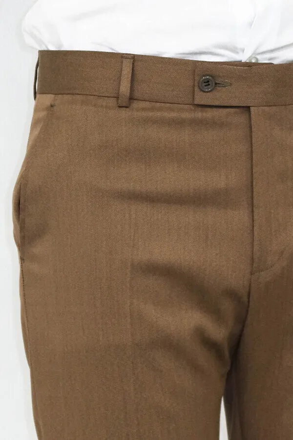 Slim Fit Plain Tan Men Pants - Wessi sold by Wessi product image thumbnail 2