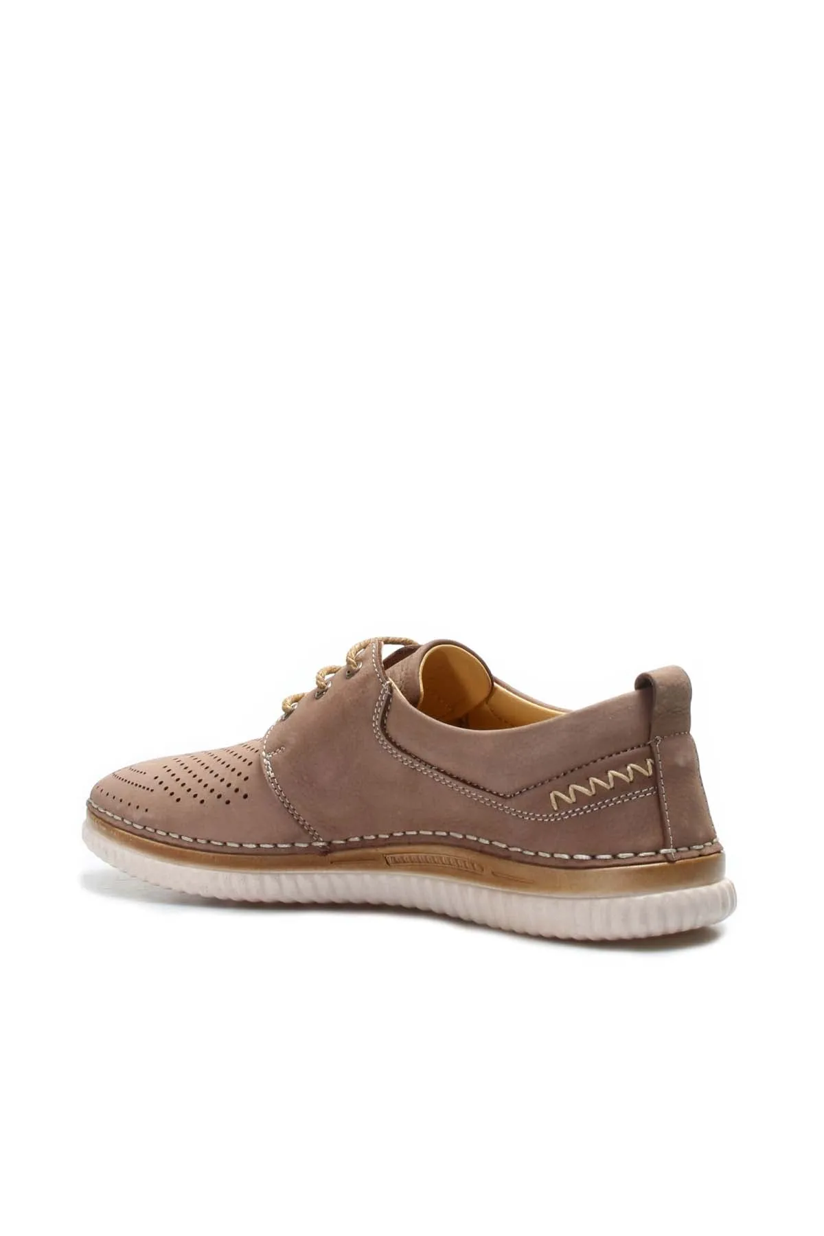 Men's Beige Perforated Casual Lace-Up Shoes - Wessi sold by Wessi product image thumbnail 3