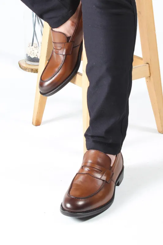 Men's Brown Leather Penny Loafers-Wessi sold by Wessi