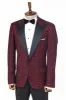 Hypnose Pattern Peak Lapel Slim Fit Burgundy Men Tuxedo Blazer - Wessi sold by Wessi