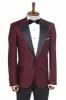 Hypnose Pattern Peak Lapel Slim Fit Burgundy Men Tuxedo Blazer - Wessi sold by Wessi