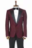 Hypnose Pattern Peak Lapel Slim Fit Burgundy Men Tuxedo Blazer - Wessi sold by Wessi