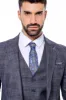 Patterned Vested Slim-Fit Navy Blue Men’s Suit - Wessi sold by Wessi