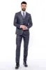 Patterned Vested Slim-Fit Navy Blue Men’s Suit - Wessi sold by Wessi