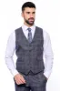 Patterned Vested Slim-Fit Navy Blue Men’s Suit - Wessi sold by Wessi