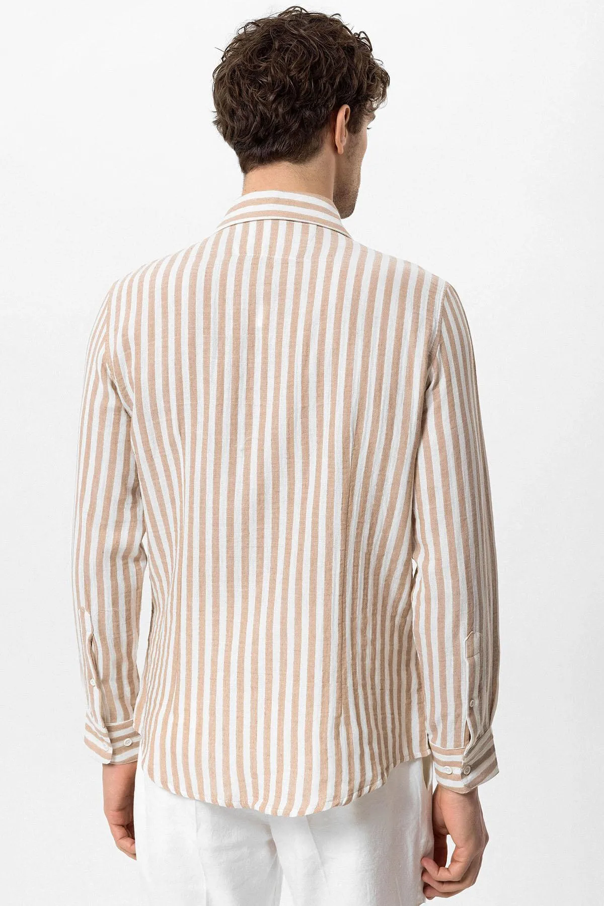 Men's Beige Contrast Striped Shirt - Wessi sold by Wessi product image thumbnail 5