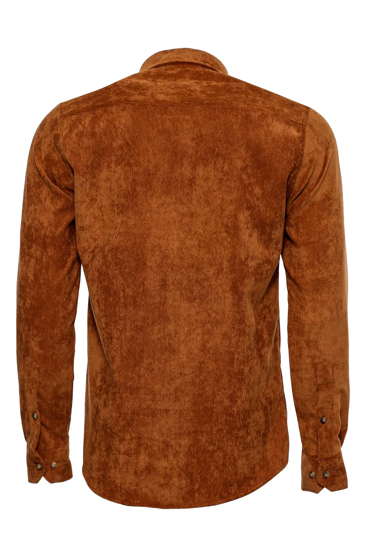 Brown Long Sleeves Velvet Men's Shirt - Wessi sold by Wessi product image thumbnail 4