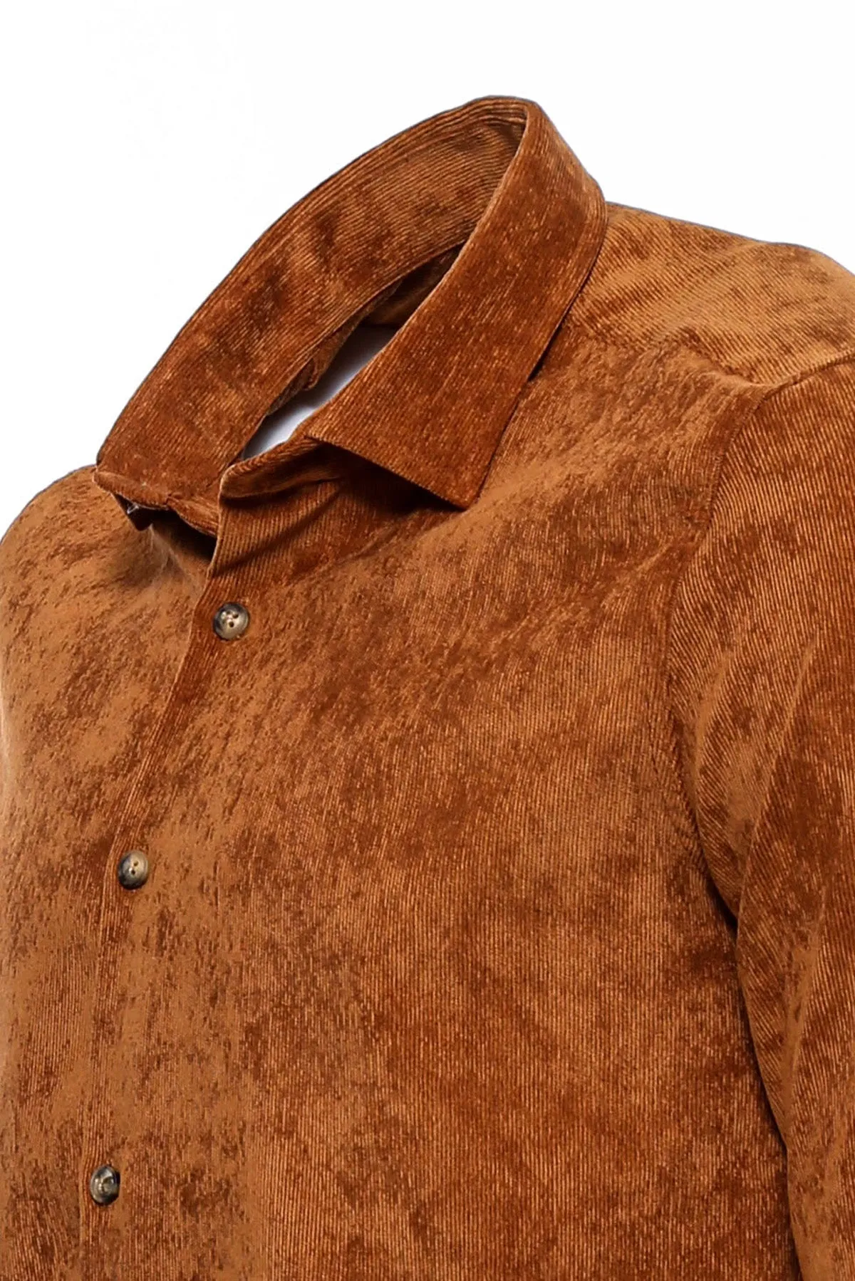 Brown Long Sleeves Velvet Men's Shirt - Wessi sold by Wessi product image thumbnail 2