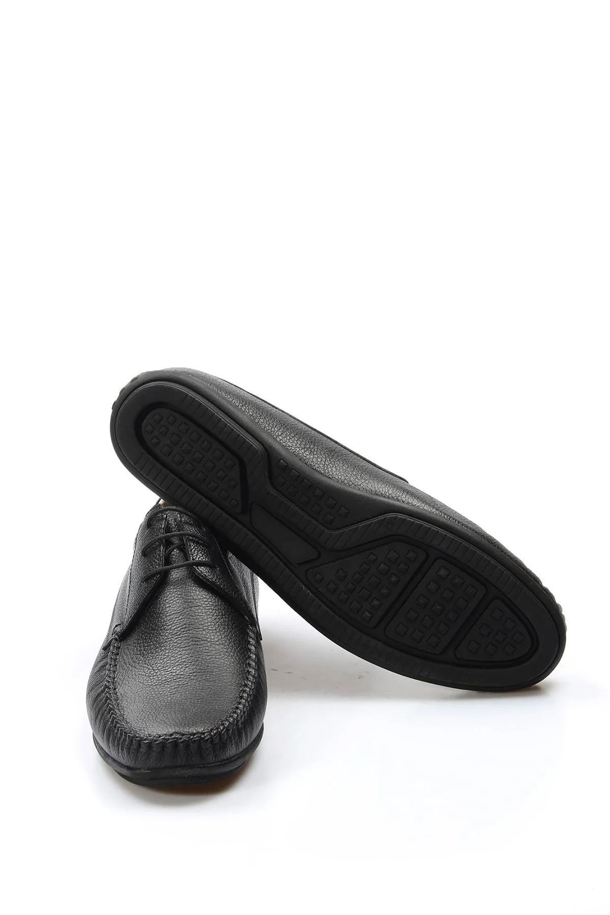 Men's Black Moccasin Leather Shoes with Lace Detailing - Wessi sold by Wessi product image thumbnail 4