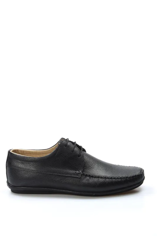 Men's Black Moccasin Leather Shoes with Lace Detailing - Wessi sold by Wessi