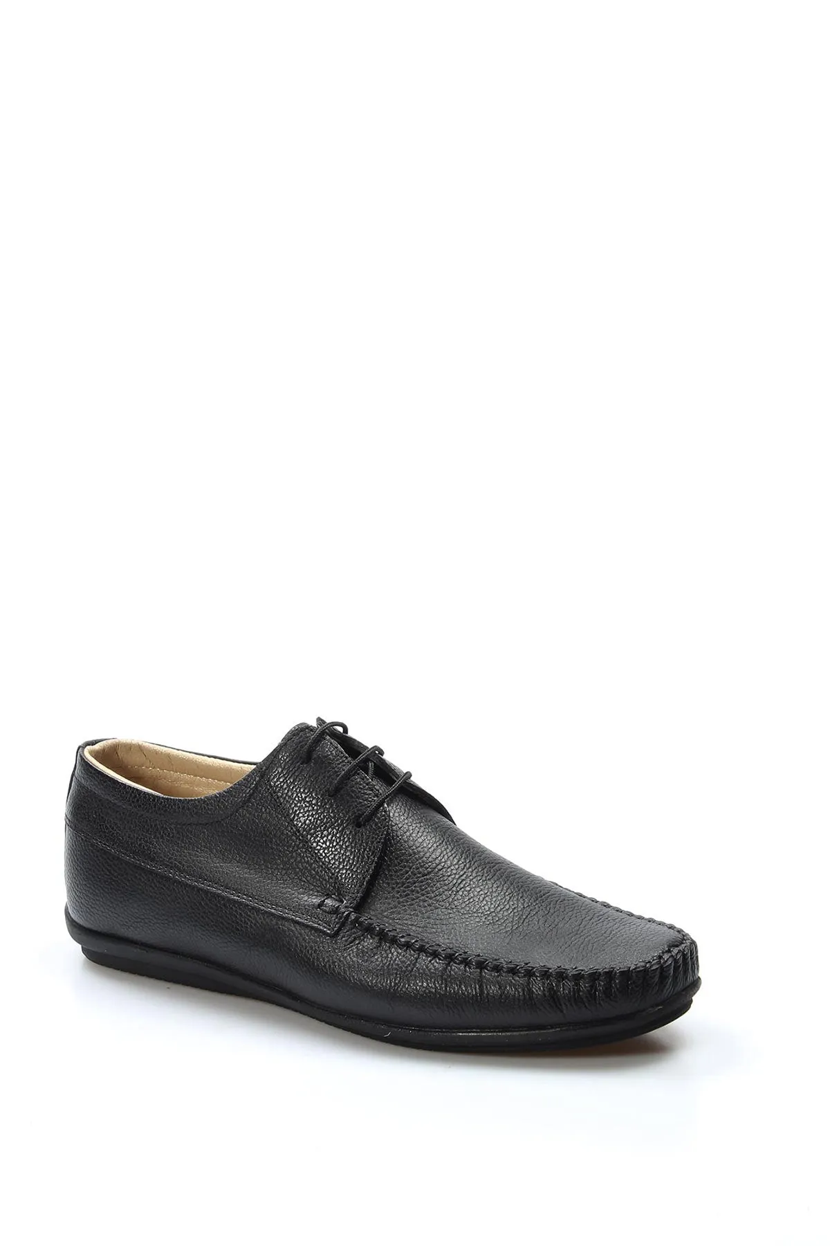 Men's Black Moccasin Leather Shoes with Lace Detailing - Wessi sold by Wessi product image thumbnail 3