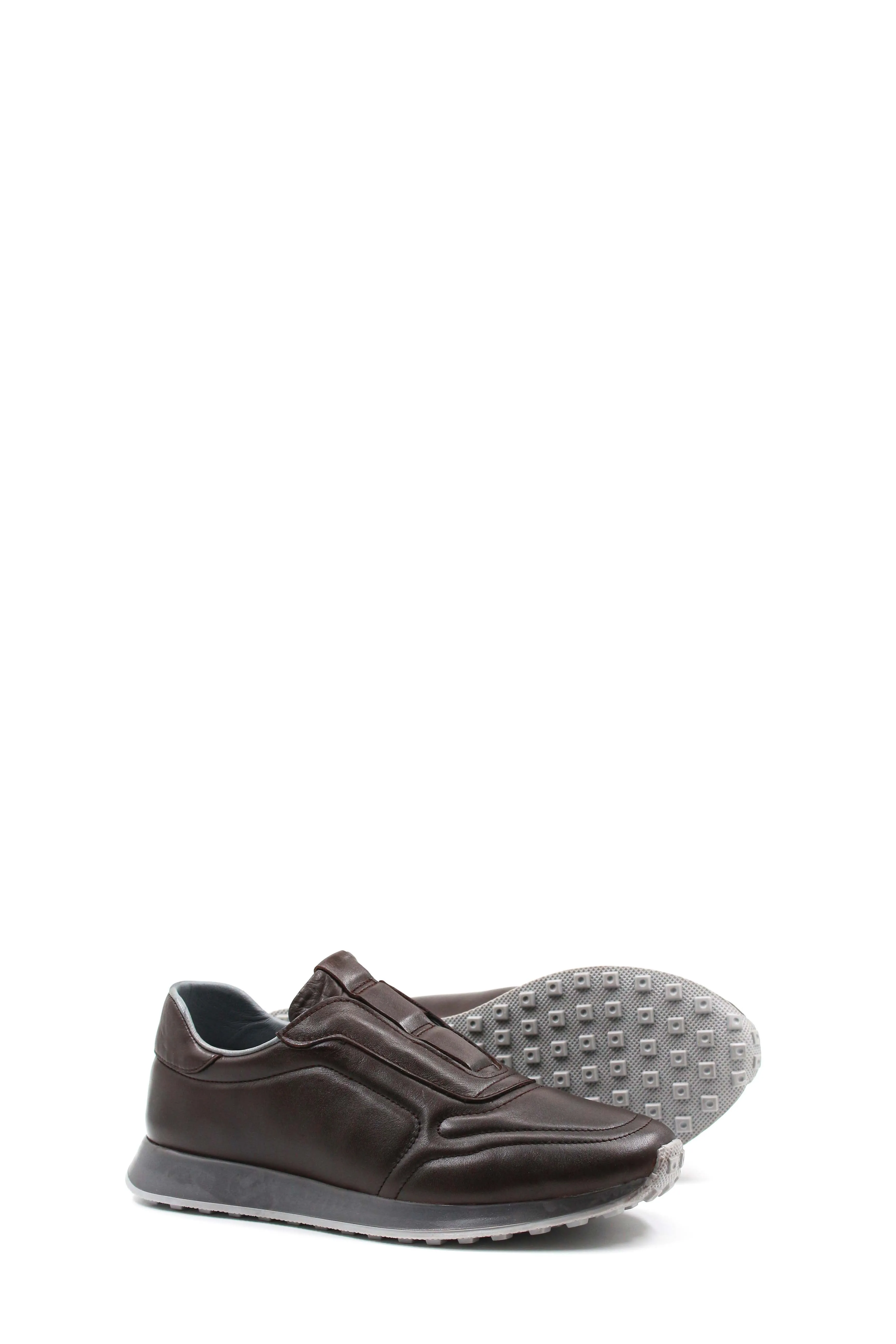 Men's Brown Leather Slip-On Sneakers-Wessi sold by Wessi product image thumbnail 3