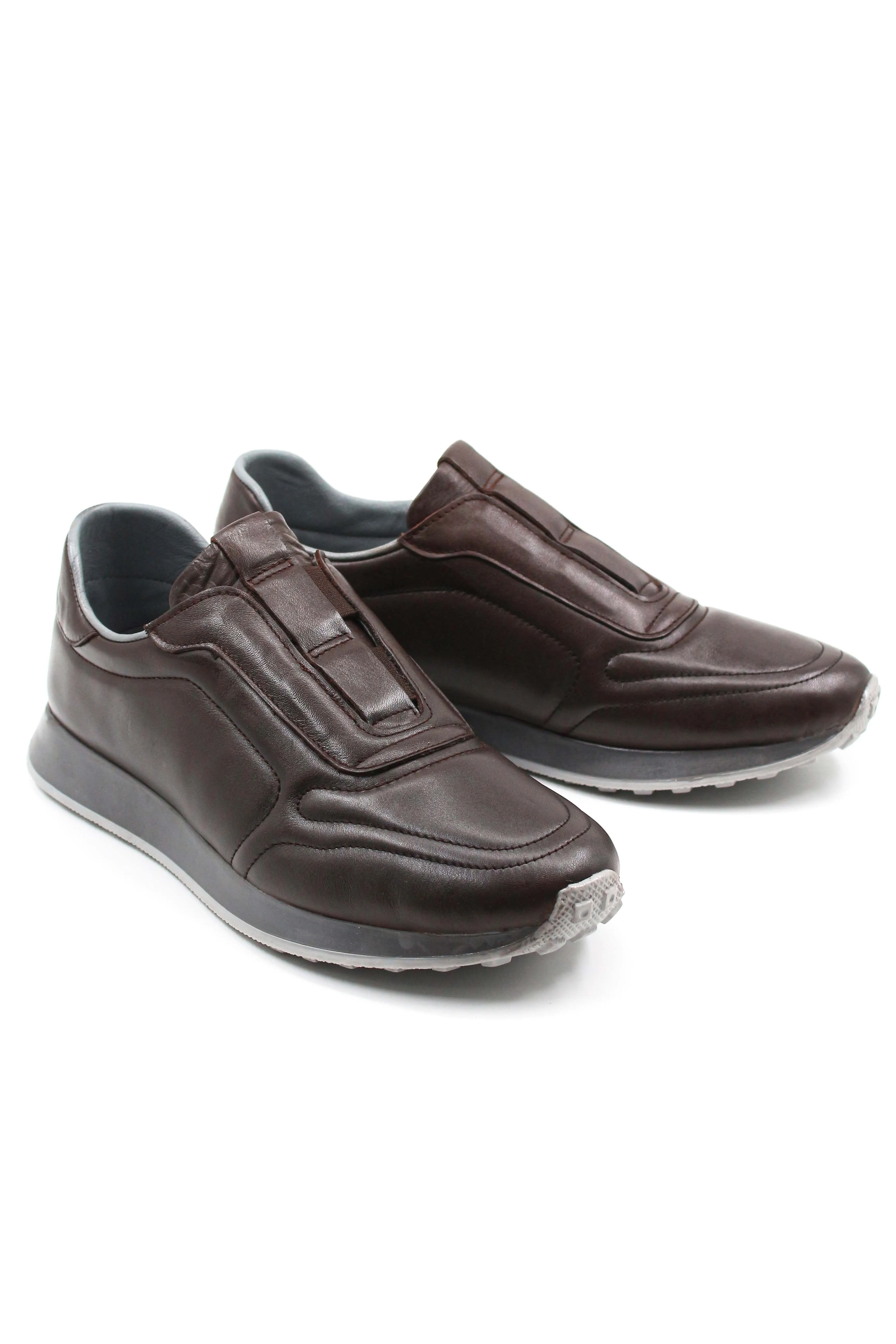 Men's Brown Leather Slip-On Sneakers-Wessi sold by Wessi product image thumbnail 4