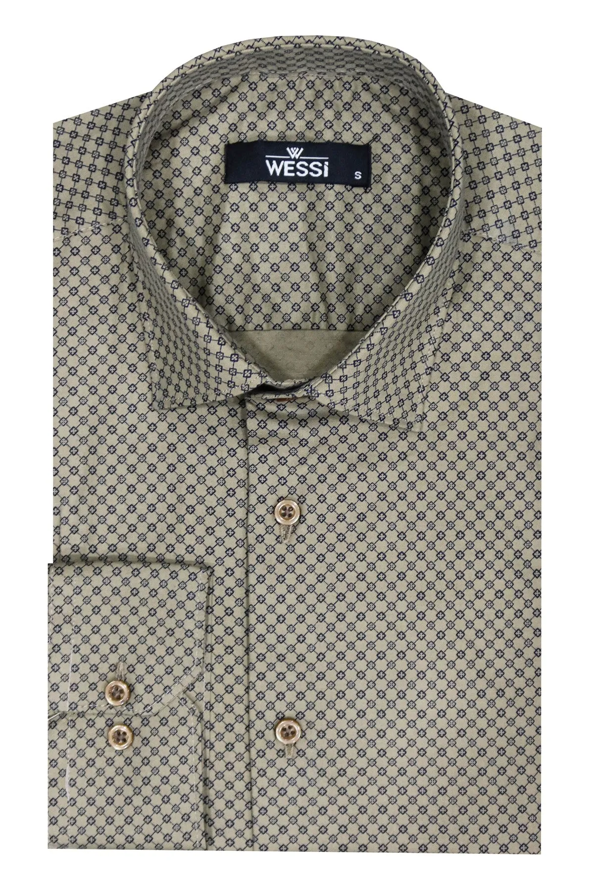 Tiny Check Patterned Slim Fit Light Brown Men Shirt - Wessi sold by Wessi product image thumbnail 2