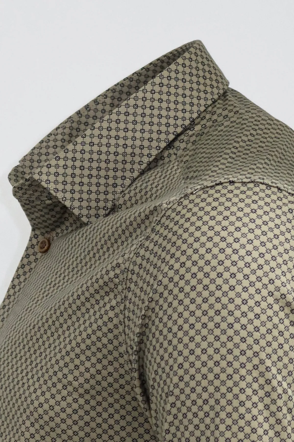 Tiny Check Patterned Slim Fit Light Brown Men Shirt - Wessi sold by Wessi product image thumbnail 3