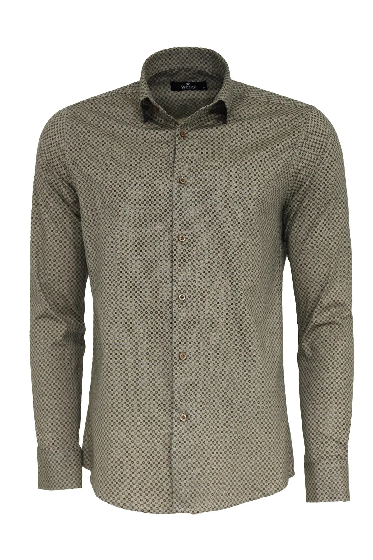 Tiny Check Patterned Slim Fit Light Brown Men Shirt - Wessi sold by Wessi