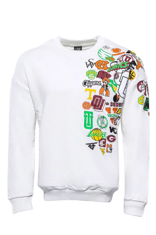 White Crew Neck Printed Sweatshirt - Wessi sold by Wessi