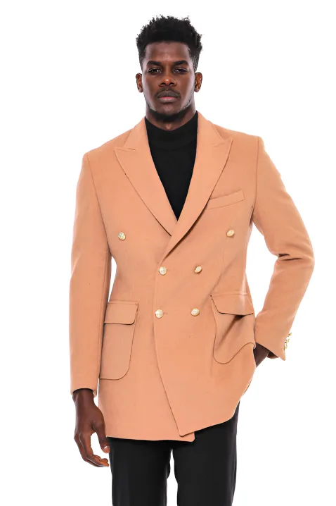 Cream Metal Buttoned Double Breasted Long Coat - Wessi sold by Wessi